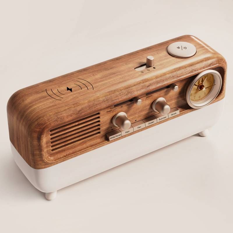 Sleep Aid Sound Speaker White For Adults, Kids, Sleeping Baby- With Wireless Charger Function_voghion.com