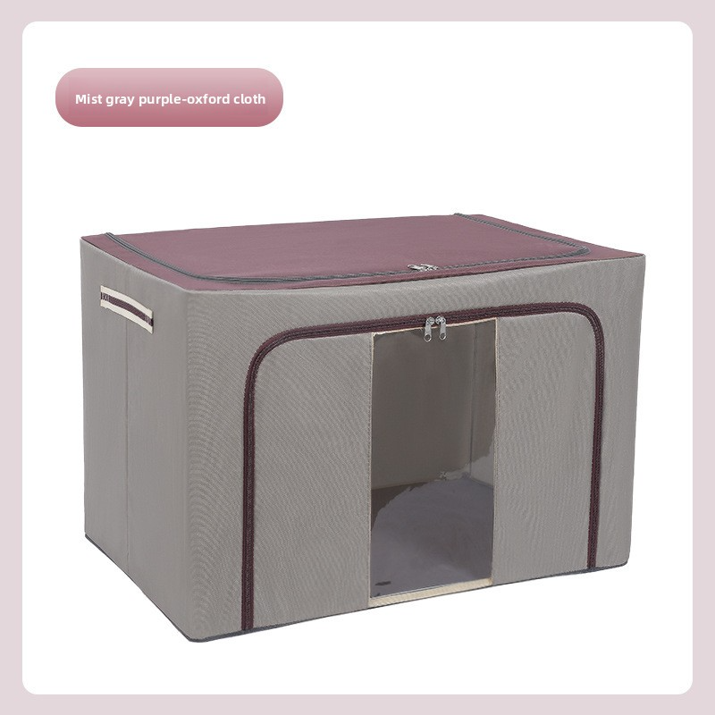 ​Foldable Stackable Clothes Storage Bin With Handles - Metal Frame Organizer For Wardrobe Bedding & Home Organization_voghion.com