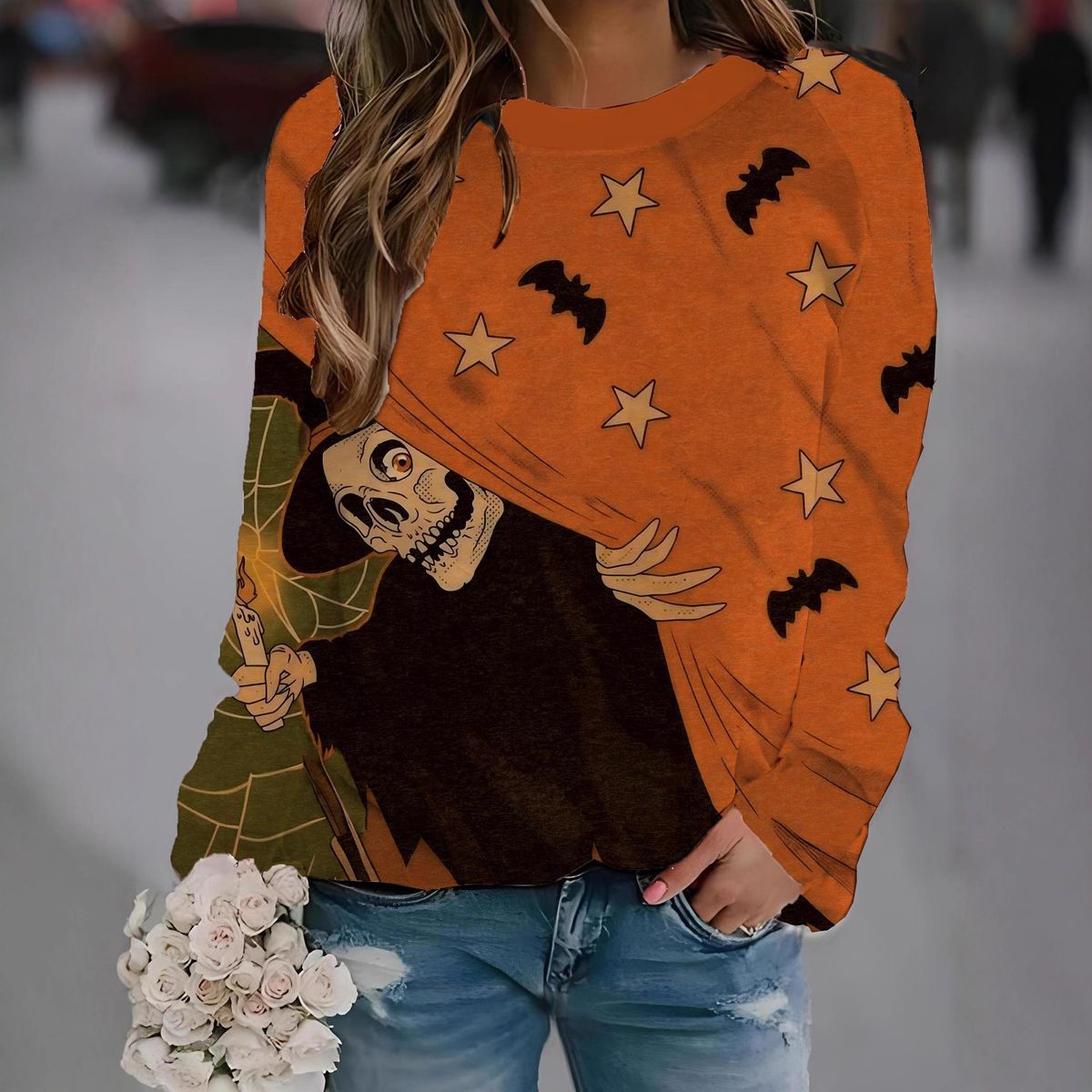 Halloween 3D Print Sweatshirt – Long Sleeve Crewneck Pullover (Unisex Graphic Hoodie Alternative)_voghion.com