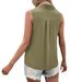 Women's V-Neck Loose Chiffon Sleeveless Button-Up Blouse - Summer Casual Tops For Work & Daily Wear_voghion.com