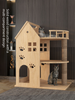 Luxus Villa Klettergerüst Massivholz DIY Integrierter Kratzbaum Dreischichtiges Nest Katzenburg_voghion.com
