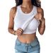 Women's Clothing With Bra Round Neck Solid Color Vest Feminine Base Inner Wear Outer Wear Top_voghion.com
