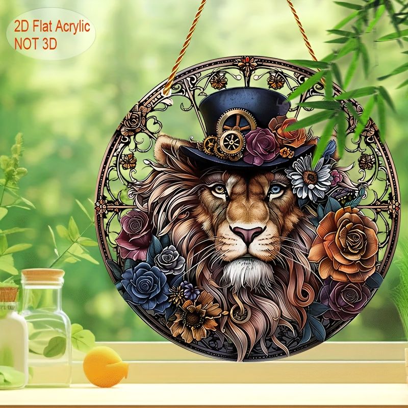 Attrape-soleil animal gentleman – Art acrylique fantaisiste 8 x 8 pouces. Décoration charmante pour salons, jardins ou comme cadeau pour les amoureux des animaux._voghion.com