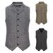 Men's Herringbone Single-breasted Vest Men's Suit Vest_voghion.com