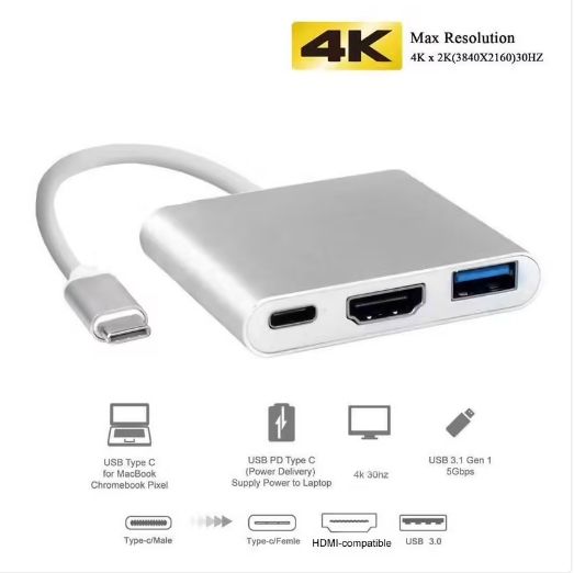 ★Rask levering ★ Thunderbolt 3-adapter USB Type C Hub HDMI-kompatibel 4K-støtte Samsung Dex-modus USB-C Dock med PD for MacBook Pro/Air 2021_voghion.com