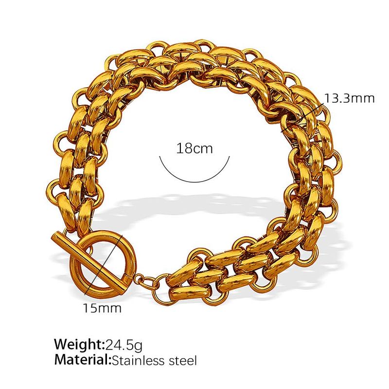 Klobige Kette Persönlichkeit Halskette Vielseitiges vergoldetes Armband 1 Stück Kalter Wind Übertriebene Flut Kühles Temperament Schmuckset Ringschnalle Design_voghion.com
