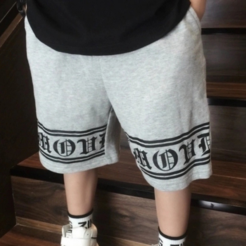 Teenager und jungs junge männer kinder kleidung dünne Sanskrit buchstaben gedruckt sport hosen mid-länge hosen casual_voghion.com