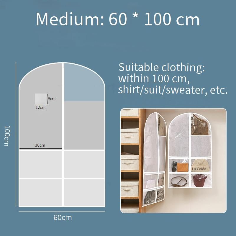 Hanging Waterproof Garment Bag With Pockets For Closet Storage_voghion.com
