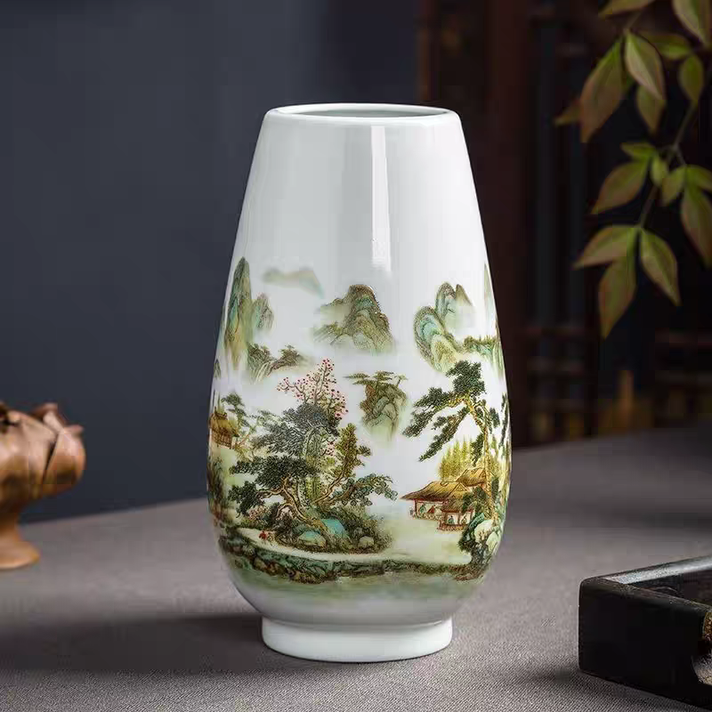 Jingdezhen Ceramic Lucky Bamboo Vase, Wine Cabinet & Living Room Flower Arrangement, Chinese - Style Home Decor_voghion.com