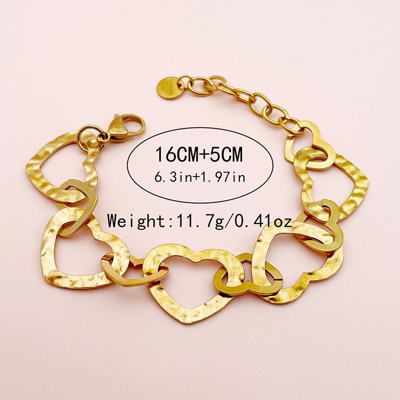 Hip-Hop Modern Simple Style Heart Shape 304 Stainless Steel 14K Gold Plated Bracelets In Bulk_voghion.com