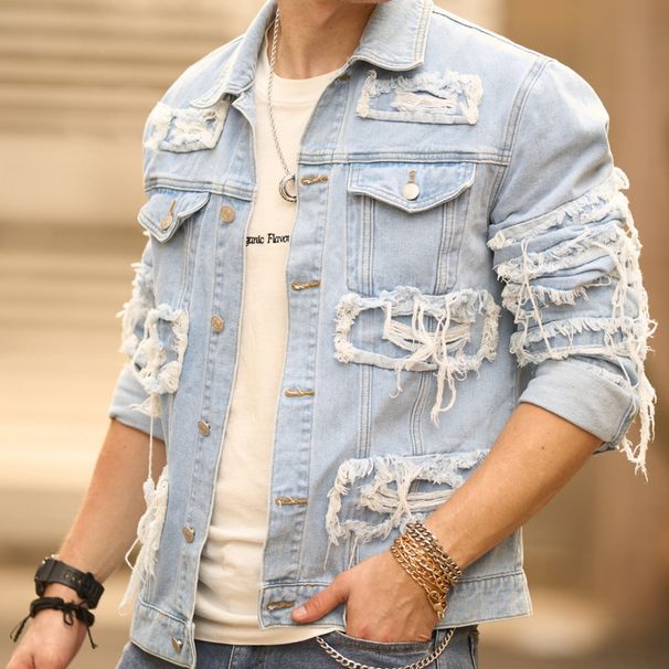 Giacca alla moda primavera autunno, giacca da uomo in denim per adolescenti, ampia e alla moda, versione coreana_voghion.com