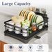 2 In Set Dish Drying Rack And Under Sink Organizer Rack, Large Dish Rack With Drainboard, 2 Tier Pull Out Cabinet Shelf For Kitchen Storage_voghion.com