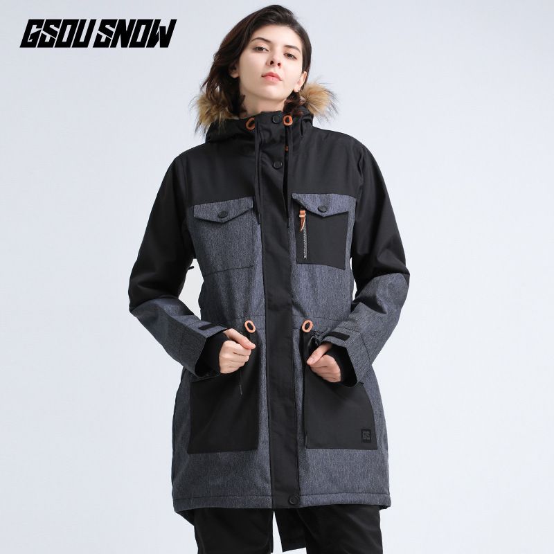 Dámská sezónní sněhová bunda, nepromokavá, větruodolná, teplá, snowboardová, dvojitá, středně dlouhá sněhová kombinéza_voghion.com