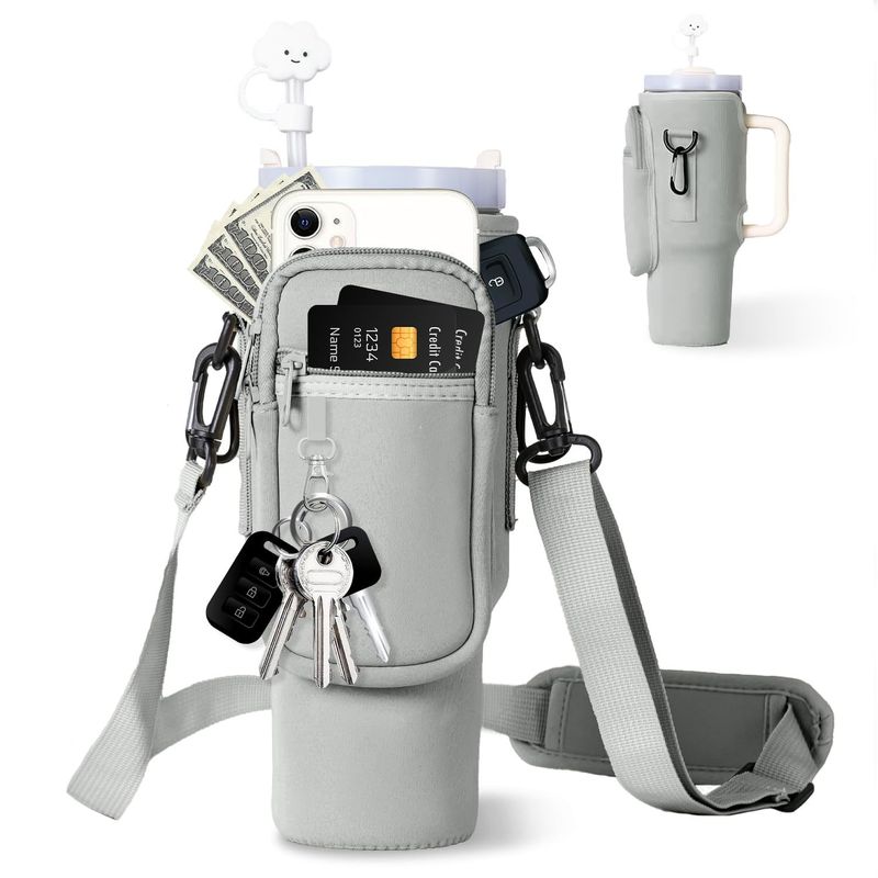 Home Furniture 40oz Ice Cup Holder Neoprene Water Bottle Handbag Handle Car Insulation Letter Cup Holder_voghion.com