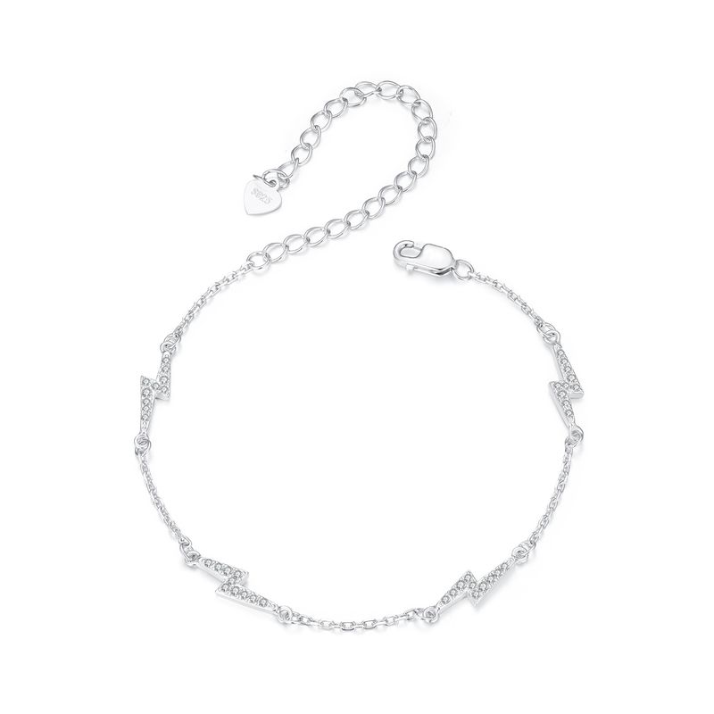 Bracciale con ciondolo a forma di fulmine, bracciale in argento sterling 925 per donna_voghion.com