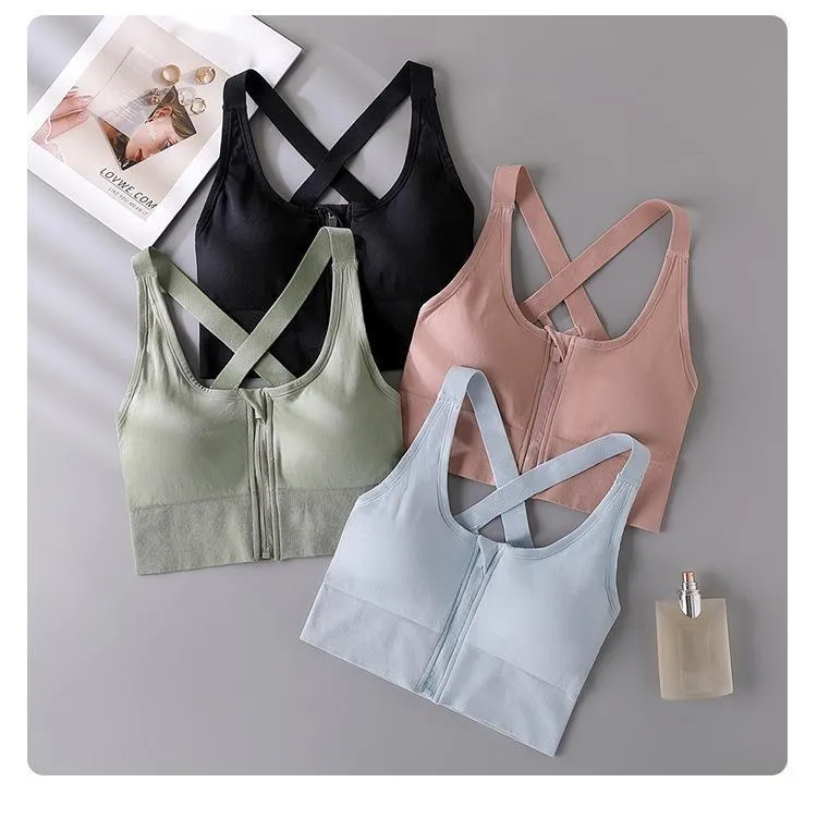 (3 daļas) Plānas plecu siksniņas ar integrētu fiksētu bļodiņu, triecienus absorbējošu krokojošu daļu, sieviešu sporta lielais U formas skaistais muguras jogas krūšturis, plāns_voghion.com