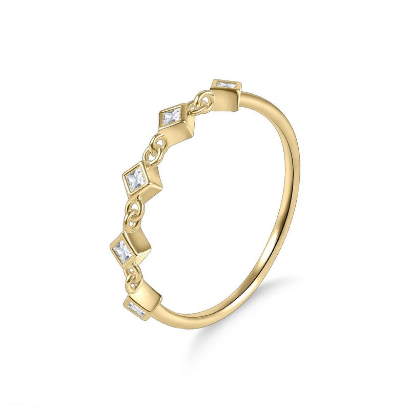 Small Magic Cube Niche Design Ring Golden Dawn Series S925 Sterling Silver Plated With Gold Inlaid Moissanite Ring_voghion.com