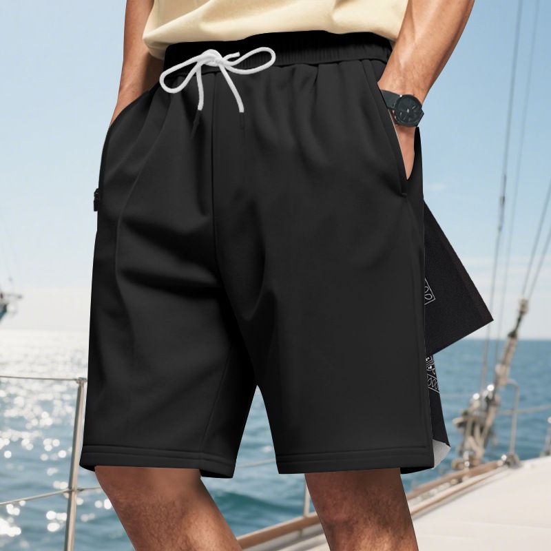 Herrenbekleidung Sommer Casual Sports Wollknopf Sport Casual Beach Solid Color Shorts_voghion.com