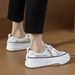 cameido Women's Versatile Lace - Up Flat Casual Shoes With White Mesh Upper, Thick Sole And Skate - Shoe Style_voghion.com