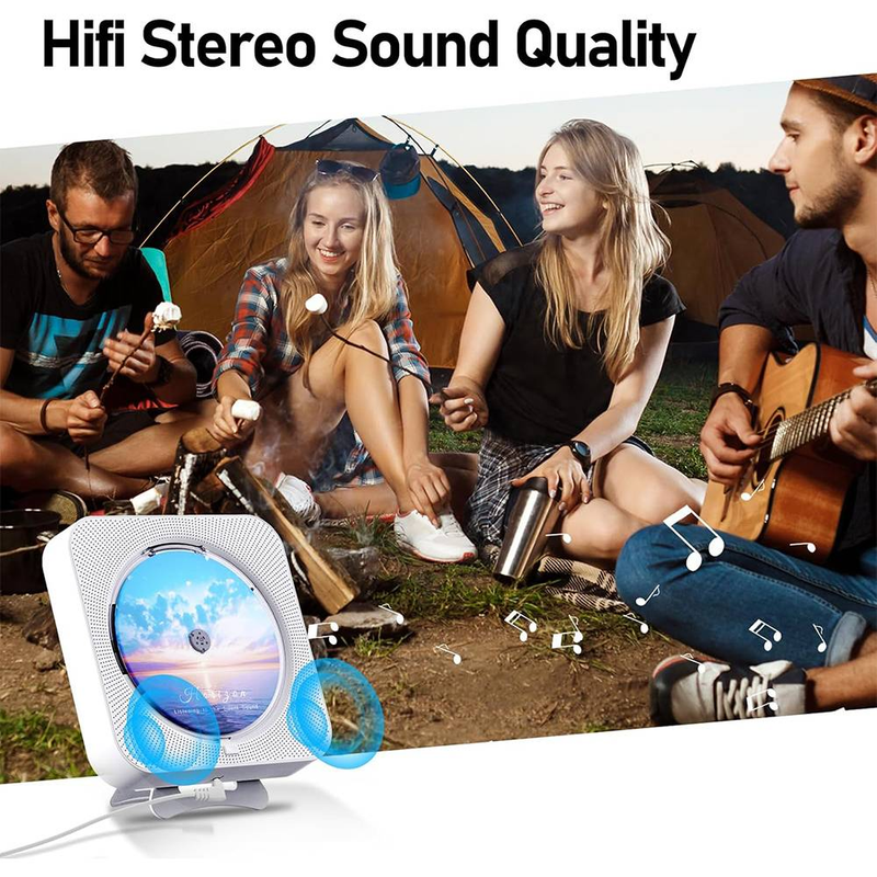 Byteuni Bluetooth Tragbarer Heim-CD-Musikplayer mit Fernbedienung, Timer, eingebauten Lautsprechern und LED-Anzeige, FM-Radio-Boombox (nicht wiederaufladbar)_voghion.com