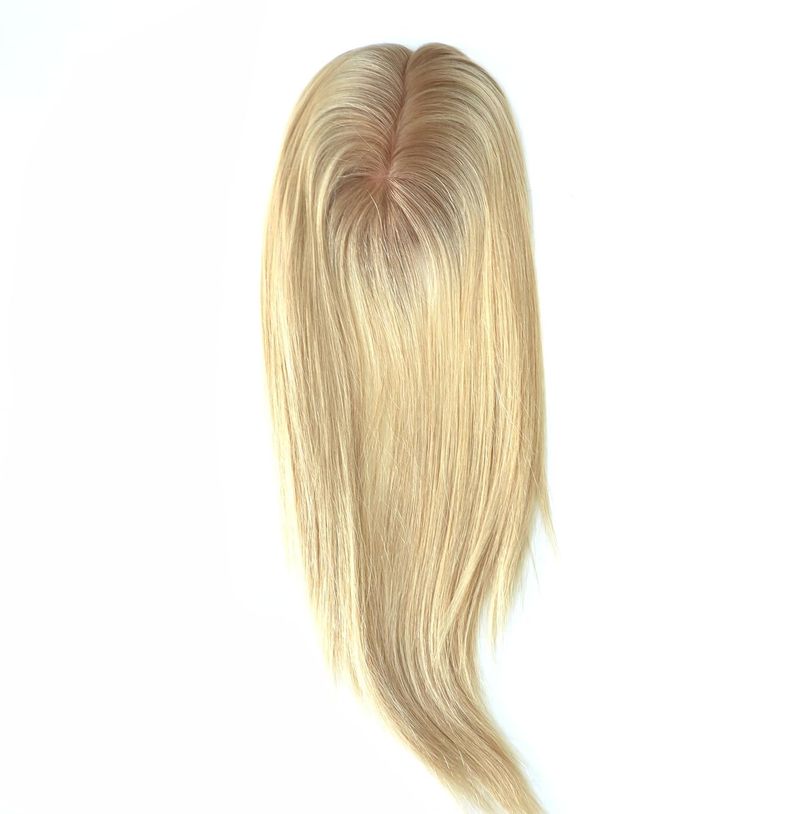 100% Human Hair Topper For Women, Silk Top Hair Pieces Clip In Topper High Quality Cuticle Remy Hair Ombre Color #8T25 Hair Length 16 Inches_voghion.com