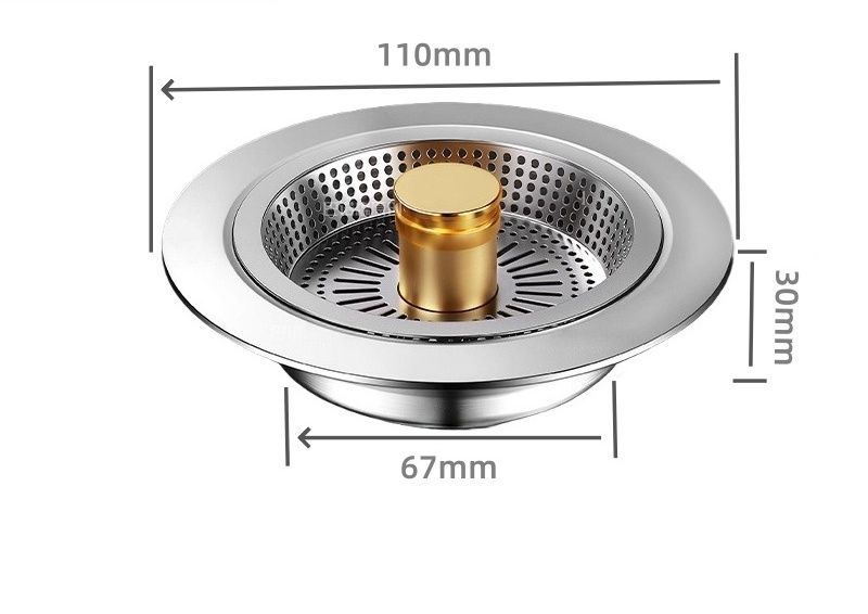 Stainless Steel Kitchen Sink Bouncing Core Bathtub Basin Vegetable Washing Basin Filter Basket Drain Assembly_voghion.com