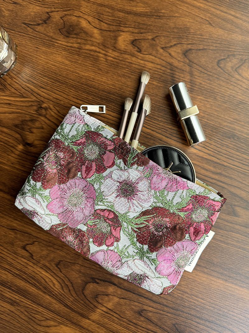 Blumen-Kosmetiktasche, High-End-Temperament, Damen-Aufbewahrungstasche, Hautpflegeprodukte, Kulturtasche, kleine quadratische Tasche, Geldbörse, Clutch_voghion.com