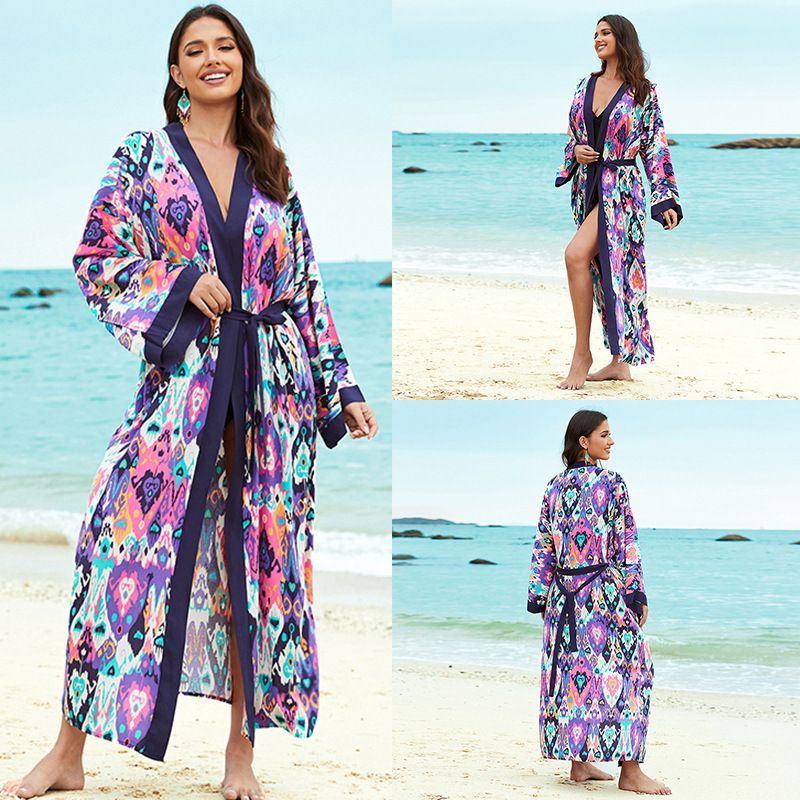 Kimono feminino leve com estampa de rayon, saída de praia, saída de banho, camisa solta estilo boho para férias_voghion.com