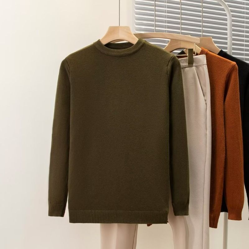 Pull à col rond pour homme, nouveau style d'automne, couleur unie, décontracté, tendance, style japonais, simple et beau_voghion.com