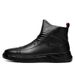 European Warm Series Waist Martin Boots Men Soft Zipper Casual Outdoor Work Trendy Korean Style British High Top Leather Shoes Black_voghion.com