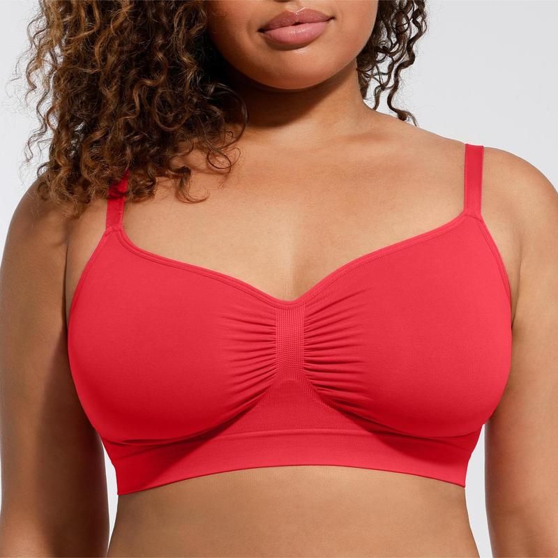FeelinGirl Women's Wireless Bra Comfort Up To 44DD No Underwire Unlined Cami Bra Seamless Sports Bra Valentine's Day Live Breathable Daily Wear_voghion.com