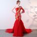 Elegantes Meerjungfrauen-Abendkleid – Rotes Hostessenkleid mit Schleppe, Bühnen- und Bankett-Festmode_voghion.com