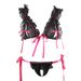 KOOSSO ASIS Soft Cup Mesh BRALETTE No Steel Ring Open Chest Crotch Front Strap Bra Sexy Lingerie Set_voghion.com