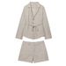 GraceChic 2025 Novo Conjunto Feminino Slim Listrado com Blazer e Shorts Curtos com Cinto de Amarrar Y13-21015_voghion.com