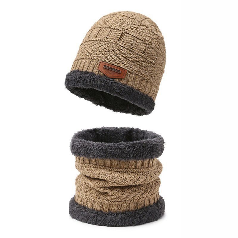 Cappello lavorato a maglia incrociato spesso, guanti in lana con touch screen, cappello invernale antiscivolo, più set di tre pezzi in velluto per il calore_voghion.com