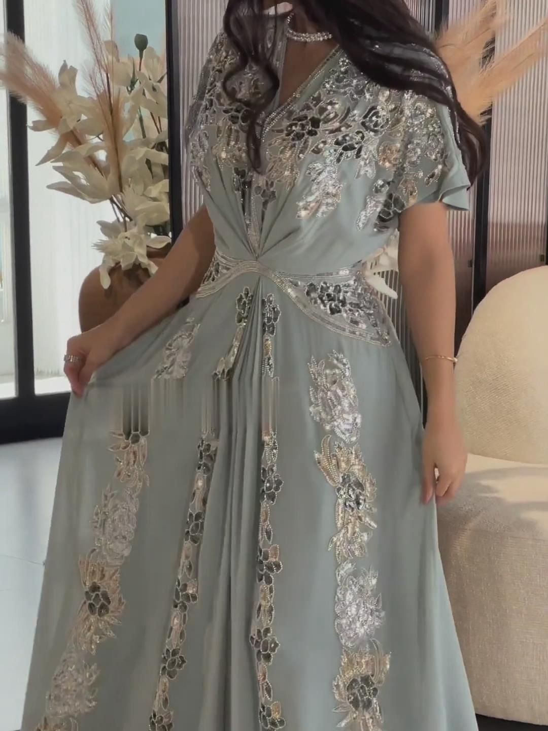 Dametøj Muslimsk kjole med print Ny kåbekjole_voghion.com