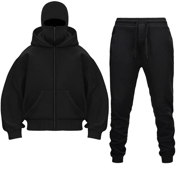 Men's Clothing Double Hat Spring Autumn Winter Ins Hooded Sweatshirt Suit Trendy Men And Women Double Hat Couple Sweatshirt_voghion.com
