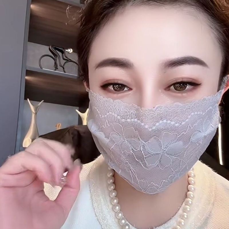 Mascarilla protectora de encaje de verano para mujer, con protección solar y transpirabilidad, fina y elegante mascarilla de seda ultravioleta._voghion.com