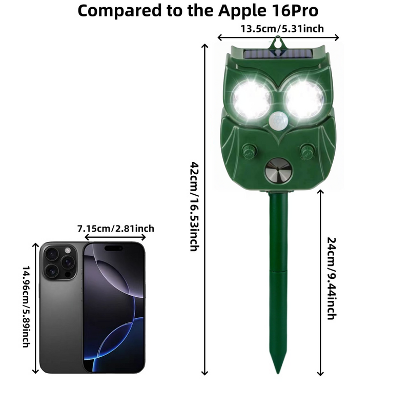 Ultrasonic Animal Repeller, Solar Powered, Comes With A USB Cable For Added Charging Convenience, With LED Flashlight And Motion Sensor_voghion.com