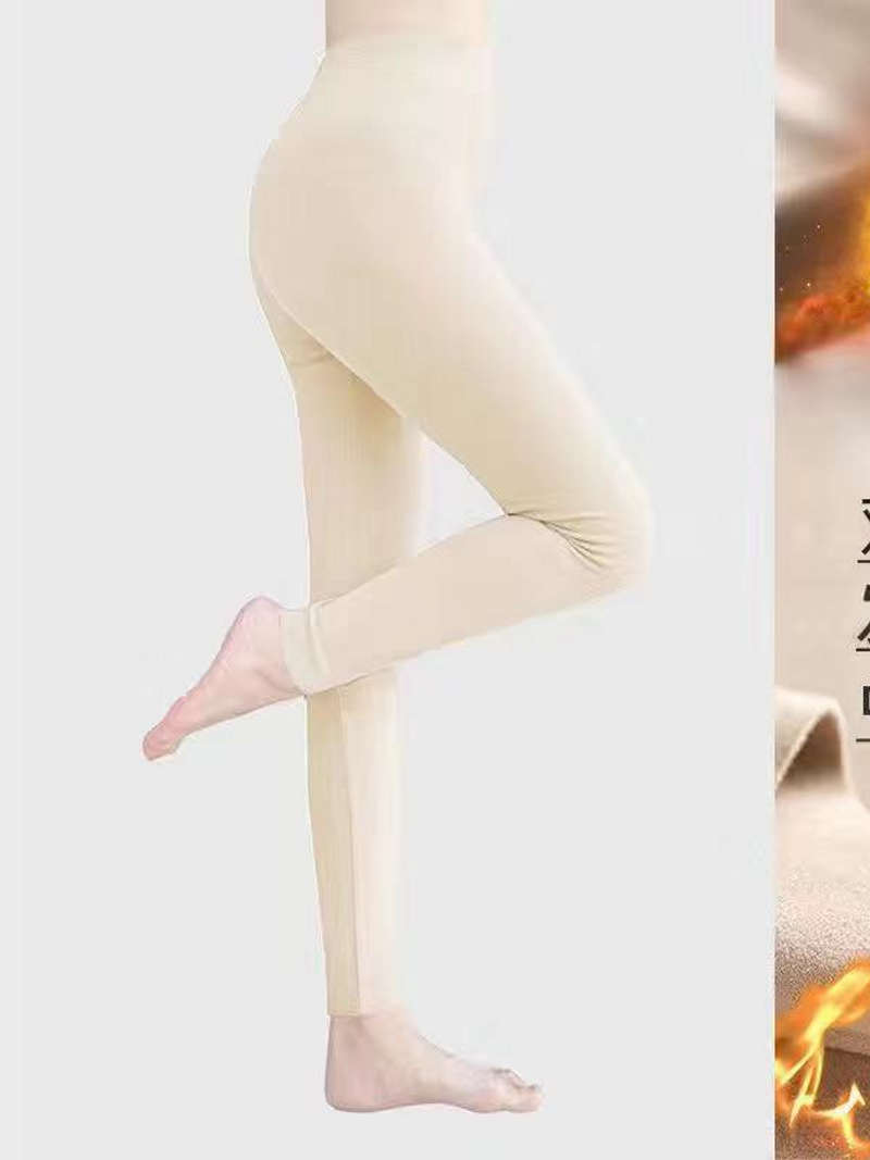 Thermohose aus deutschem Samt für Damen – Winterleggings mit hoher Taille und Fleecefutter, dehnbare, warme Strumpfhose mit elastischer Bauchstütze_voghion.com