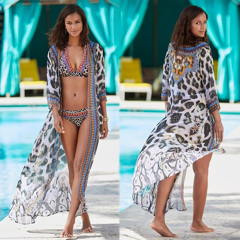 Abbigliamento da donna Copricostume da spiaggia in chiffon da donna Kimono Cardigan Protezione solare traspirante Costume da bagno Avvolgente Capispalla estivi leggeri_voghion.com