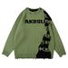 AK Men's Clothing Autumn Winter New Long Sleeve Trendy Brand High Street Irregular Patchwork Frayed Embroidered Letter_voghion.com