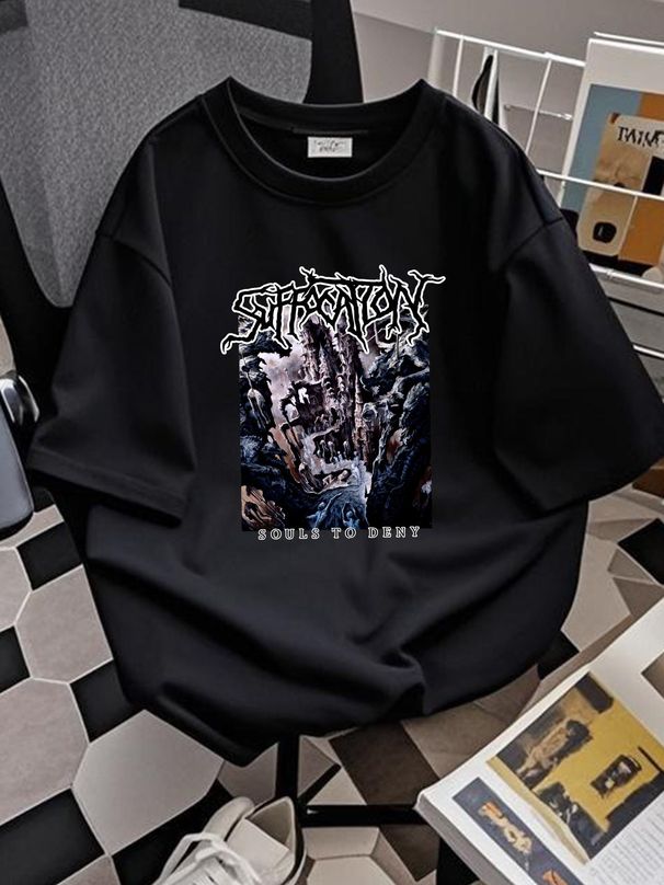 SUFFOCATION Cd Cvr SOULS TO DENY Maglia ufficiale XL Nuova Effigy Pierced Spawn Comoda grafica Versatile unisex elegante top per l'uso quotidiano_voghion.com