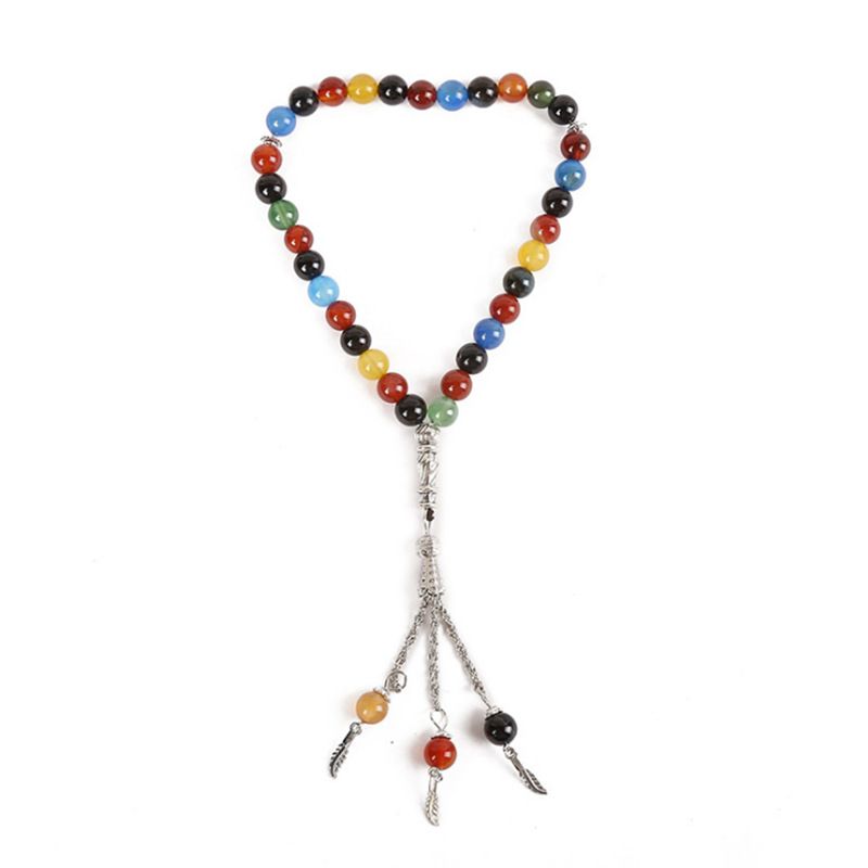 Bracelet de prière musulmane en cristal d'agate colorée 33 99 perles_voghion.com