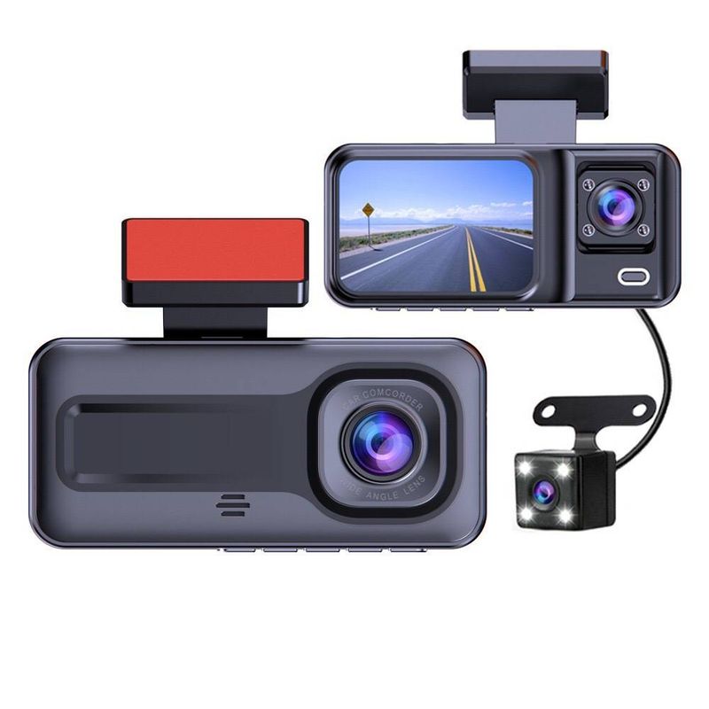 Infrared night vision driving recorder HD 1080 three-lens reversing visual Three-recording sticky car recorder_voghion.com