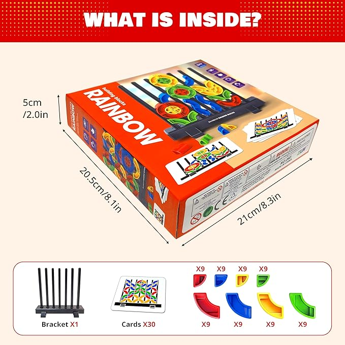 Creative Building Block Set For Toddlers, 30 Pattern Cards, Open-Ended Play Toy For Sensory Development And Problem Solving Skills_voghion.com