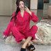 Underwear & Sleepwears Leopard Feather High End Pajamas For Women Autumn And Winter Gold Velvet Long Sleeved Comfortable Home Clothes Suit_voghion.com
