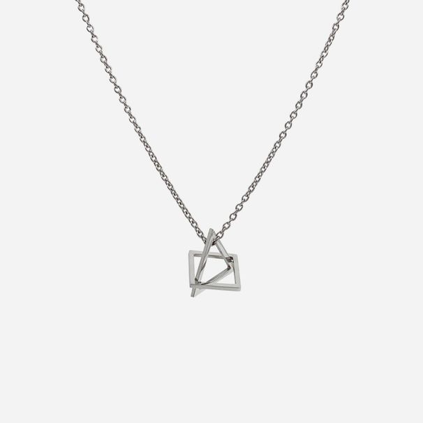 Collana con ciondolo in acciaio al titanio, motivo geometrico quadrato e triangolo, per uomo e donna, stile hip hop, versatile, semplice e alla moda._voghion.com