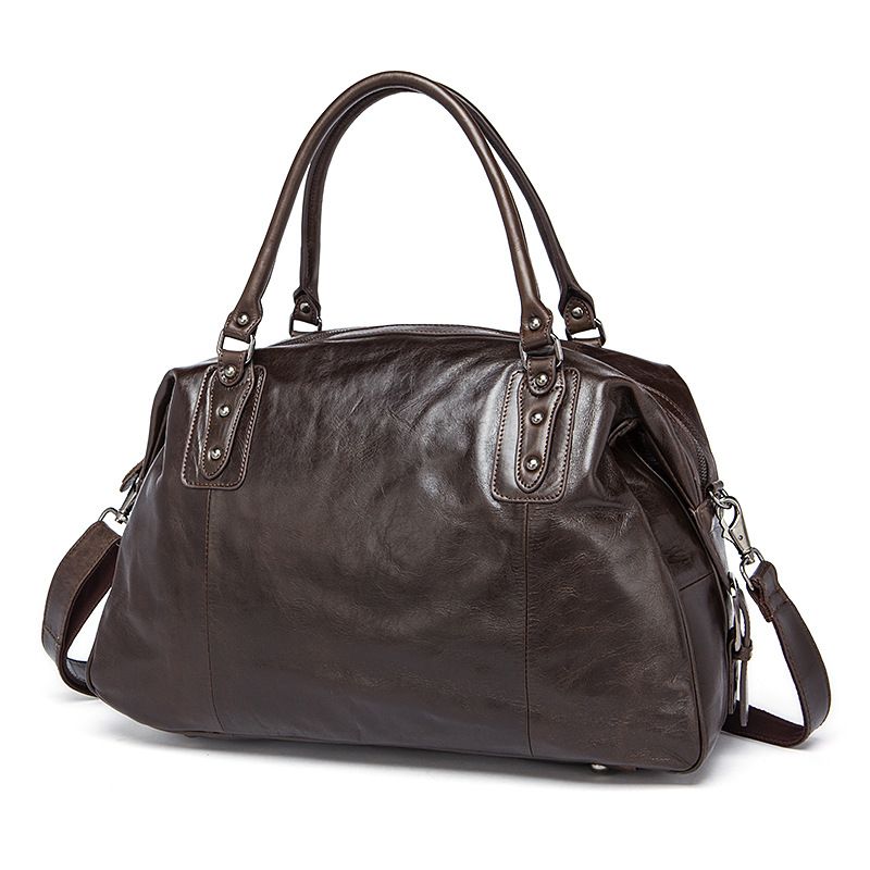 Cowhide Travel Bag Handbag Retro Travel Bag Genuine Leather Short Distance Business Trip Luggage Bag_voghion.com