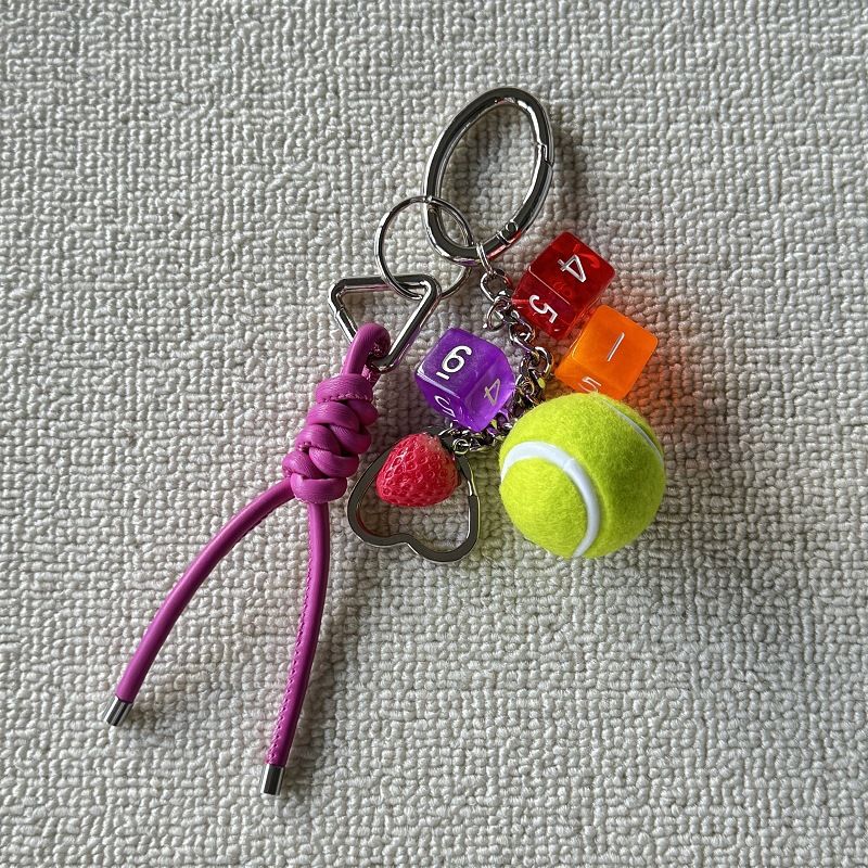 Süßer Jelly Dice Tennis Schlüsselanhänger Taschenanhänger - Verspieltes & stylisches Accessoire für Mädchen, trendiger Ins Modeschmuck Süßer Anhänger DIY Zubehör_voghion.com